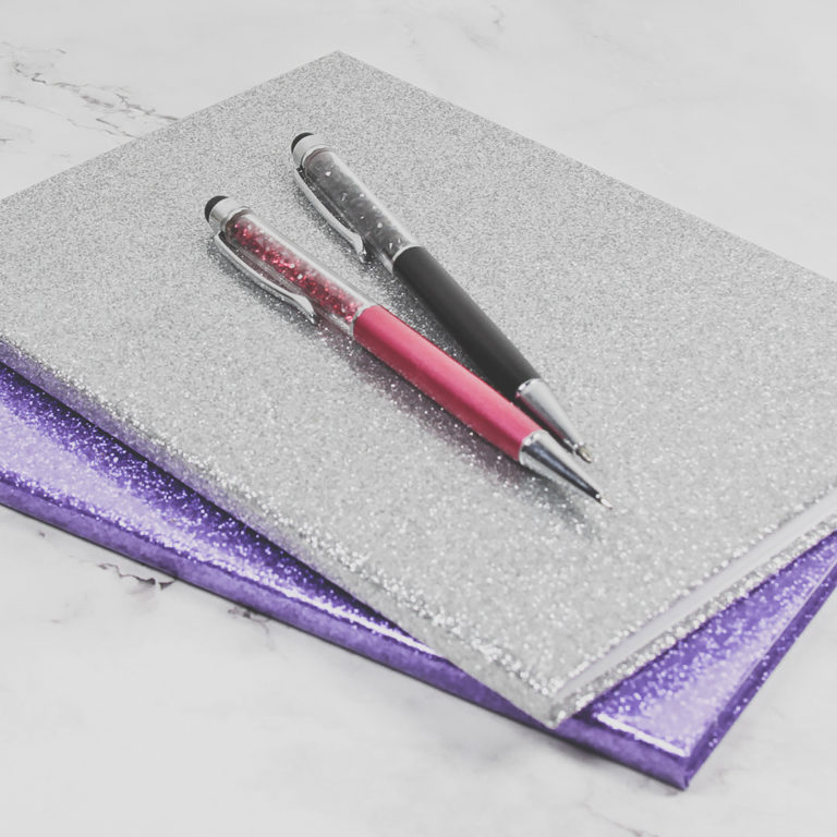 Glittery Pens & Notebooks